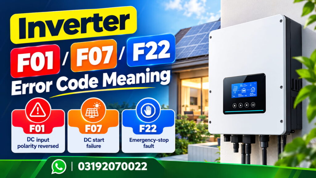 Inverter F01, F07, F22 error code meaning explained