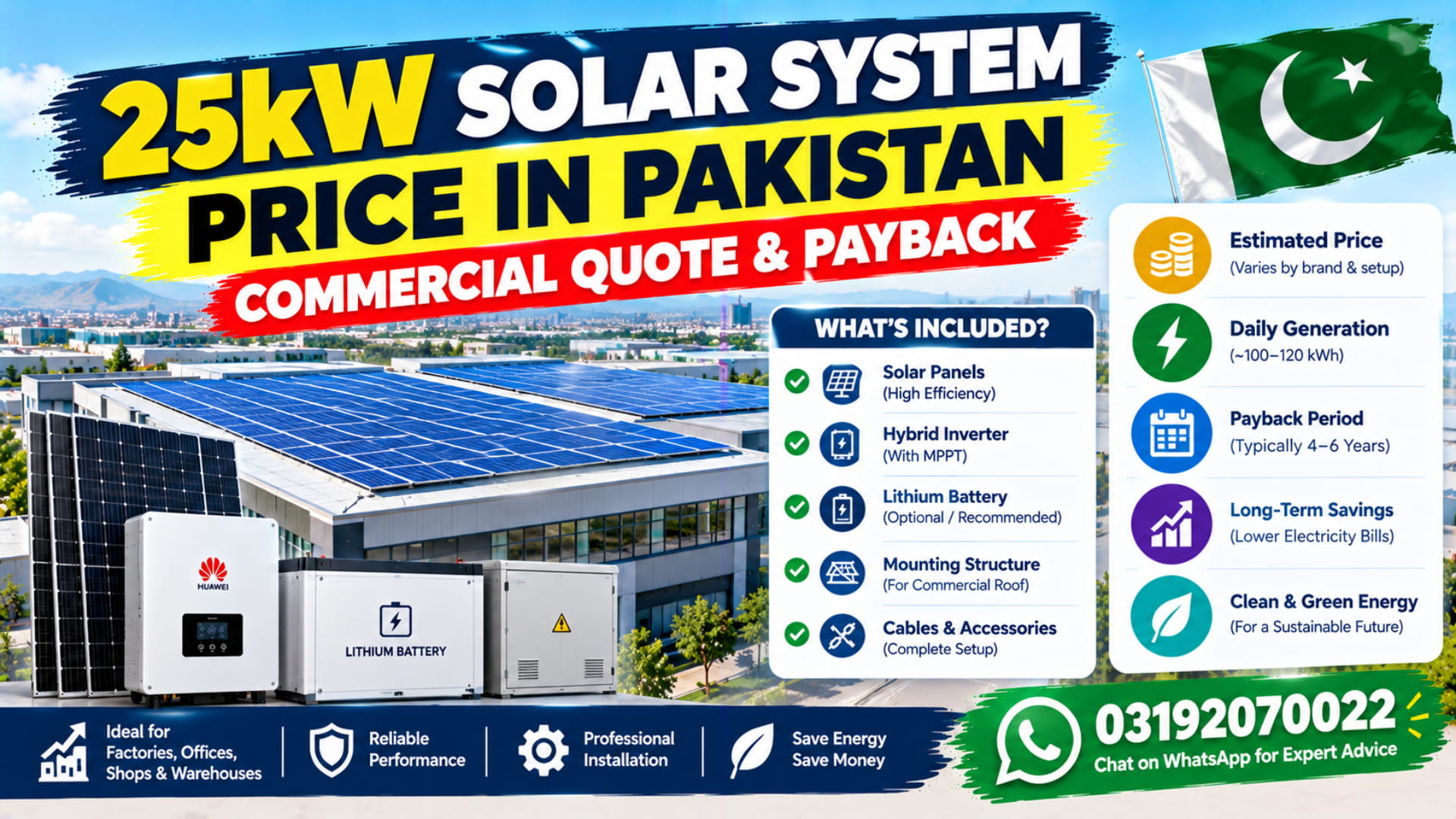 25kW Solar System Price in Pakistan: Commercial Quote and Payback